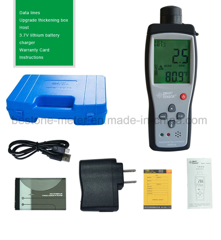 Smart Sensor Ar8500 OEM Manufacturer Industrial Handheld Nh3 Gas Detector Battery Powered Digital Ammonia Gas Leak Detector