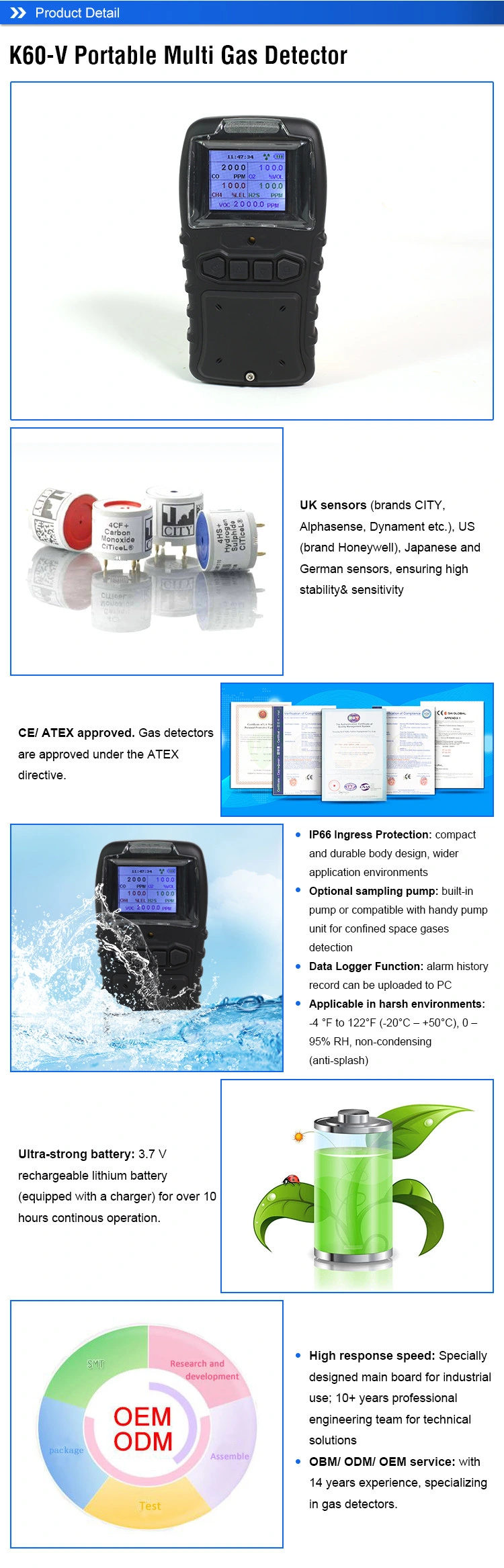 Oxygen Analyzer Portable Gas Leak Detector