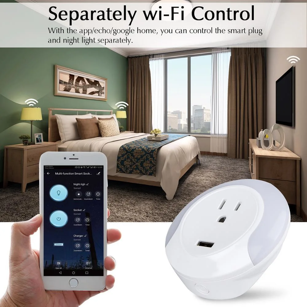 Tuya Smart WiFi Socket USB Remote Alexa Google Voice Control Us Electrical Plug