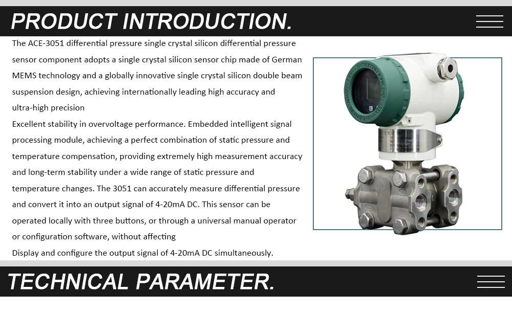 0.075% Precision Digital Differential Pressure Transmitter for Liquid Gas Steam