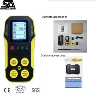 Multi 4 in 1 Portable Gas Detector for CH4/Lel. H2s, Co, O2 with UK Sensors